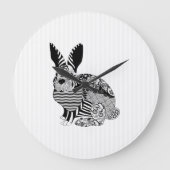 Floral Rabbit Große Wanduhr (Vorderseite)
