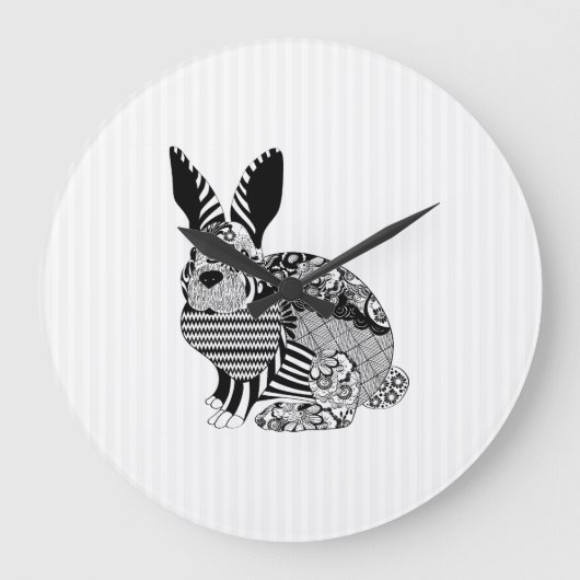Floral Rabbit Große Wanduhr (Vorderseite)