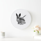 Floral Rabbit Große Wanduhr (Zuhause)