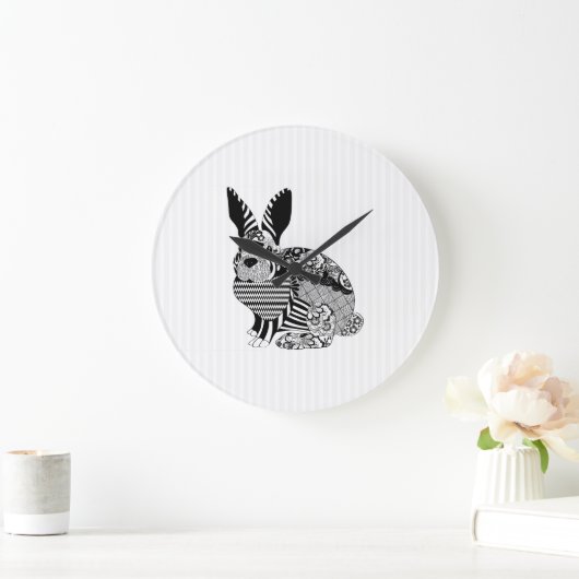 Floral Rabbit Große Wanduhr (Zuhause)
