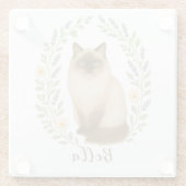 Floral Ragdoll Cat Frame Personalized Name Glasuntersetzer (Rückseite)