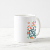 Floral Rainbow Crayon Weltbest Teacher Kaffeetasse (VorderseiteRechts)