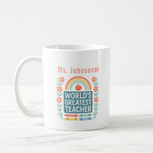 Floral Rainbow Crayon Weltbest Teacher Kaffeetasse