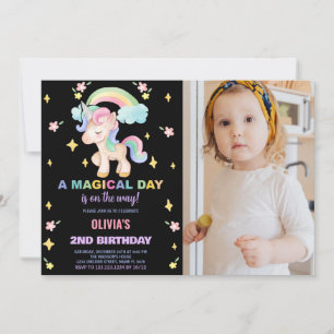 Floral Rainbows Unicorn Birthday Einladungen Foto