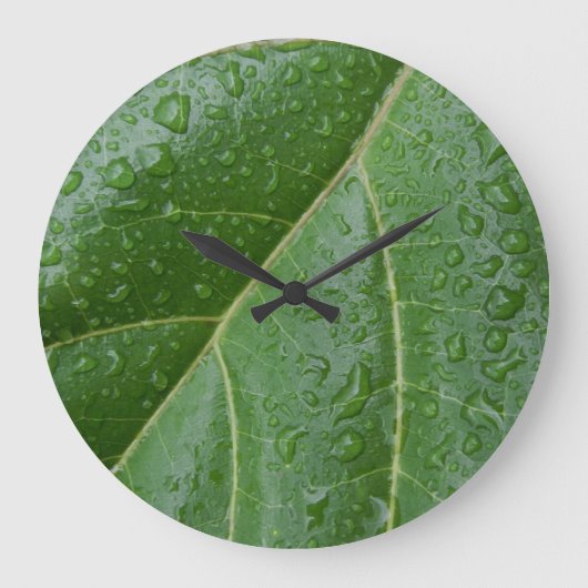 Floral Raindrops Wall Clock Große Wanduhr (Vorderseite)