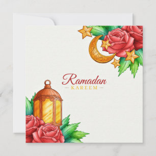 floral Ramadan Kareem   Goldlauge und Laterne Feiertagskarte