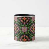 Floral Rangoli auf Black Ringer Coffee Tasse (Zentrum)