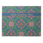 Floral Rangoli auf Deep Blue Notepad oder Jotter Notizblock (Vorderseite)