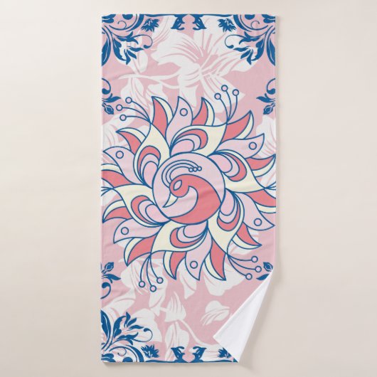 Floral Rangoli Design, helles Leben Badhandtuch Set (Badehandtuch)