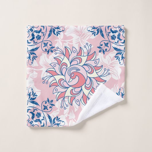 Floral Rangoli Design, helles Leben Badhandtuch Set (Waschlappen)