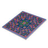 Floral Rangoli Muster Border, blaue Keramik Tile Fliese (Seite)