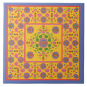 Floral Rangoli Muster Border, Gelbe Keramik Tile Fliese (Vorderseite)