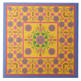 Floral Rangoli Muster Border, Gelbe Keramik Tile Fliese