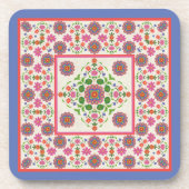 Floral Rangoli Muster Border on Ecru: Untersetzer (Vorderseite)