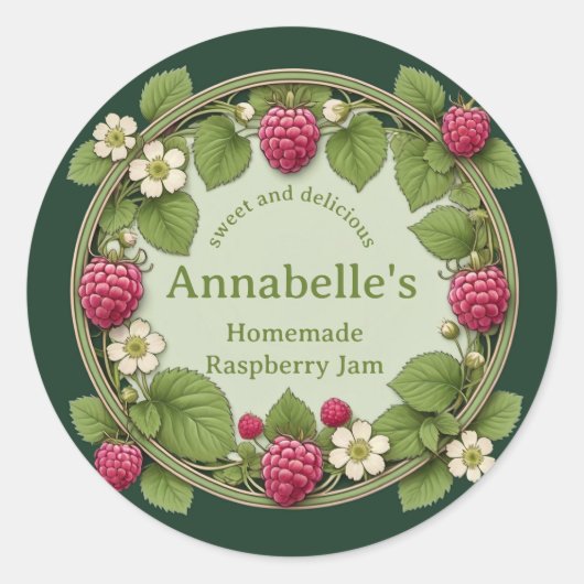 Floral Raspberry Jam Runder Aufkleber (Vorderseite)
