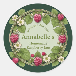 Floral Raspberry Jam Runder Aufkleber