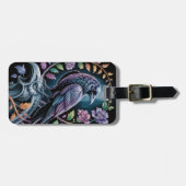 Floral Raven Black Gepäckanhänger (Vorderseite horizontal)