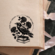 Floral Raven Ex libris Selbstfarbige Briefmarke
