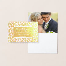 Floral Real Gold Foil Wedding Foto Vielen Dank