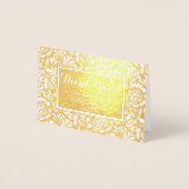 Floral Real Gold Foil Wedding Foto Vielen Dank Folienkarte (Vorderseite)