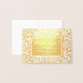 Floral Real Gold Foil Wedding Foto Vielen Dank Folienkarte (Vorderseite mit Umschlag)