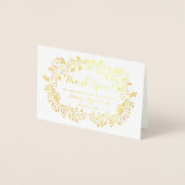 Floral Real Gold Foil Wedding Foto Vielen Dank Folienkarte (Vorderseite)