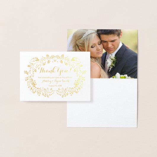 Floral Real Gold Foil Wedding Foto Vielen Dank Folienkarte (Anzeige)