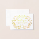 Floral Real Gold Foil Wedding Foto Vielen Dank Folienkarte (Vorderseite mit Umschlag)