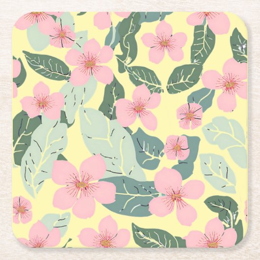 floral rechteckiger pappuntersetzer (Vorderseite)