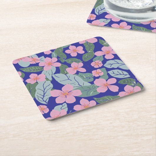 floral rechteckiger pappuntersetzer (angewinkelt)