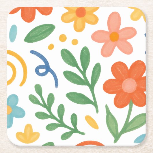 floral rechteckiger pappuntersetzer (Vorderseite)