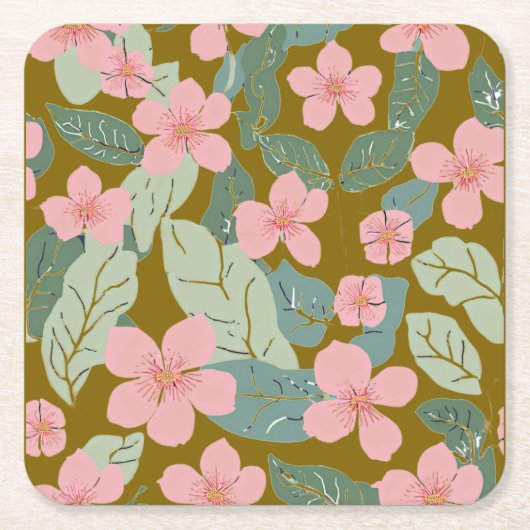 floral rechteckiger pappuntersetzer (Vorderseite)