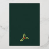 Floral Red Berries Weihnachts-Party Rose Gold Folieneinladung (Rückseite)