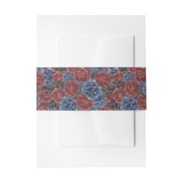 Floral Red & Blue Flower Wedding Einladungsbanderole