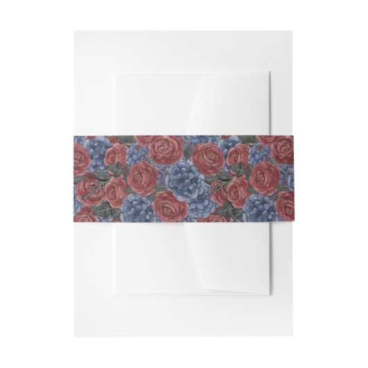 Floral Red & Blue Flower Wedding Einladungsbanderole (Vorderseite Beispiel)