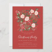 Floral Red Botanical Christmas Party Einladung (Vorderseite)