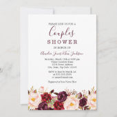 Floral Red Burgundy Marsala Wedding Couples Dusche Einladung (Vorderseite)