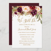 Floral Red Burgundy Vow Renewal Einladung (Vorne/Hinten)