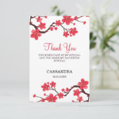 Floral Red Cherry Blossom Sakura Birthday Dankeskarte (Stehend Vorderseite)