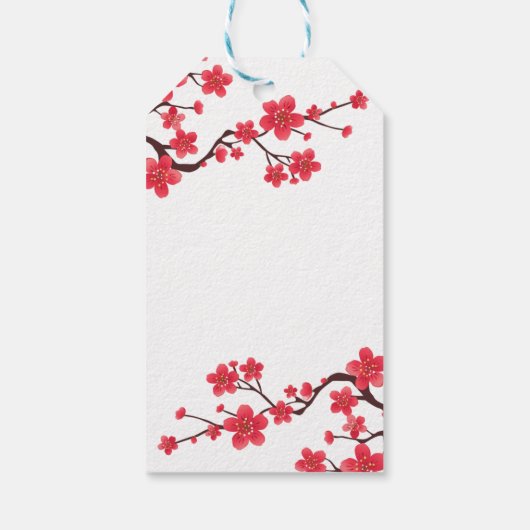 Floral Red Cherry Blossom Sakura Danke Geschenkanhänger (Rückseite)