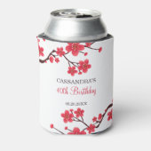 Floral Red Cherry Blossom Sakura Geburtstag Dosenkühler (Kanne Rückseite)