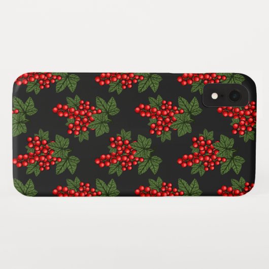 Floral Red Christmas Berries Case-Mate iPhone Hülle (Rückseite (Horizontal))