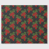 Floral Red Christmas Berries Geschenkpapier (Flach)