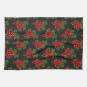 Floral Red Christmas Berries Geschirrtuch (Horizontal)