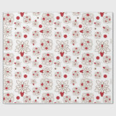 Floral Red Christmas Pattern Geschenkpapier (Flach)