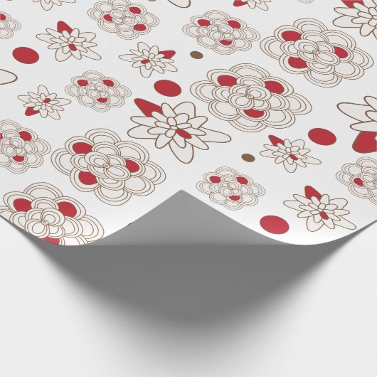 Floral Red Christmas Pattern Geschenkpapier (Ecke)
