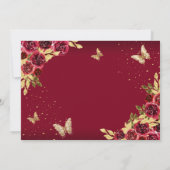 Floral Red Gold Butterfly Quinceanera Announcement Save The Date (Rückseite)