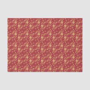 Floral Red Gold Stars Weihnachts-Party Metallic Seidenpapier