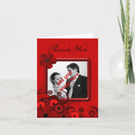 Floral Red Goth Wedding Vielen Dank Foto Mitteilun Dankeskarte