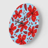 Floral Red Große Wanduhr (Winkel)